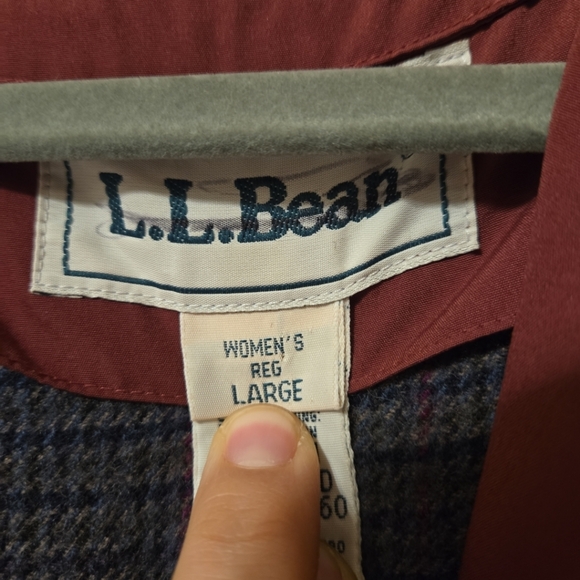 L.L. Bean VTG Burgundy L Women Zip-up Trench Over Coat W/ Hood & Wool Liner - Picture 6 of 8